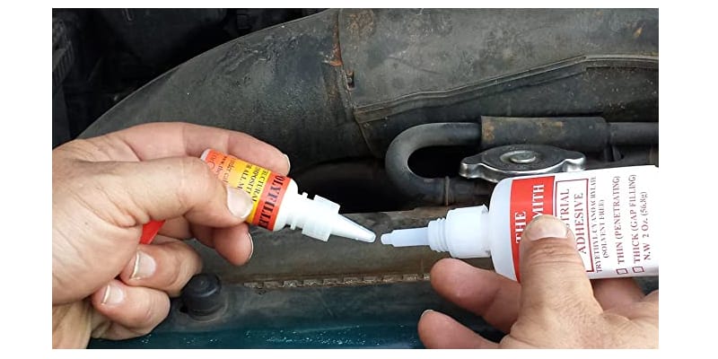 The Glusmith Extra Large Plastic Repair Glue and Filling Powders application
