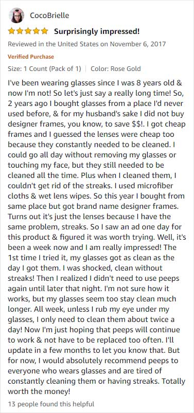 peeps eyeglass cleaner reviews
