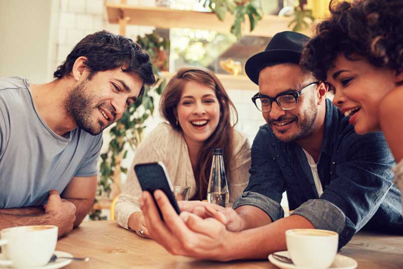 showing photos to friends