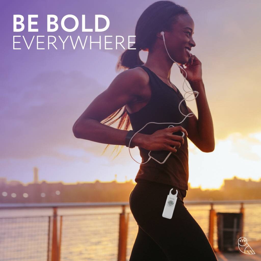 woman jogging with hootie