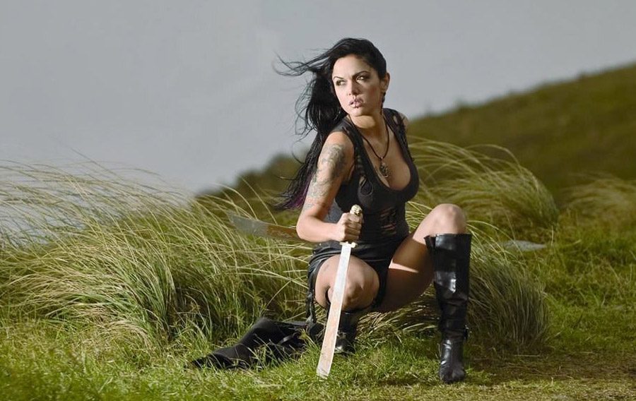 hot warrior girl with machete