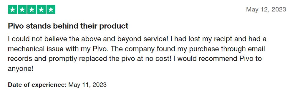 pivo stands behind its product