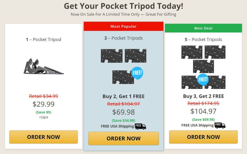 pocket tripod price cart