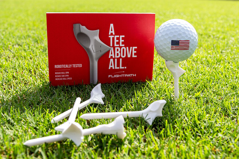flightpath golf tees on grass