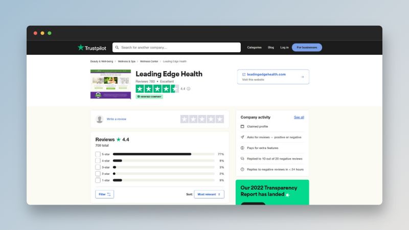 leading edge health trustpilot