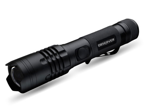 Observer Tools 1000 Lumen Pocket LED Rechargeable Flashlight, Tactical, Portable EDC, Zoom, Rear Power Button, Waterproof, Camping, Hiking, Emergencies, Police