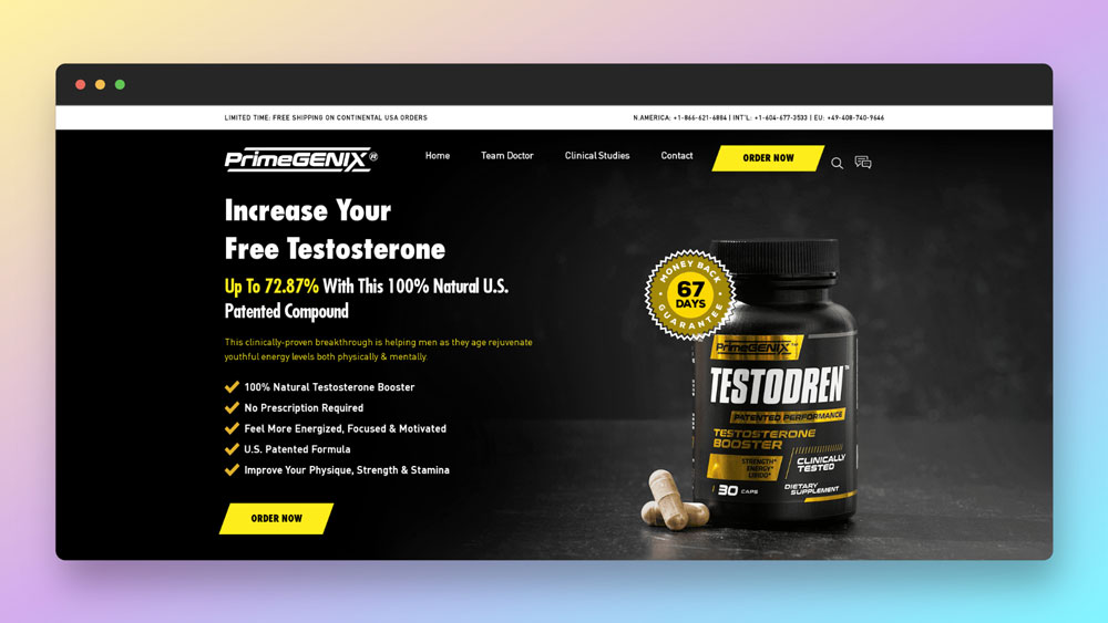 testodren website screenshot