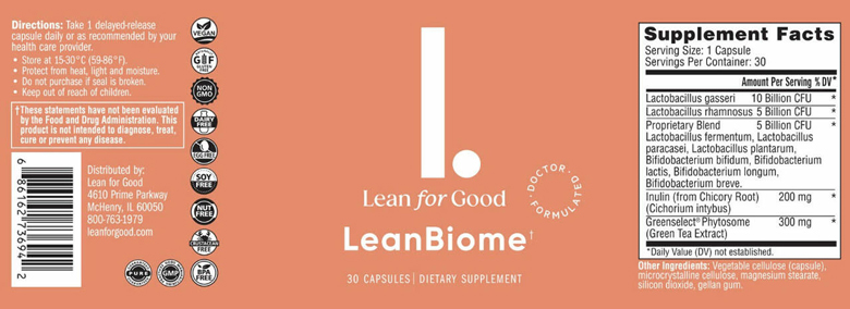 LeanBiome supplement facts
