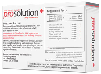 Prosolution Plus Supplement Facts