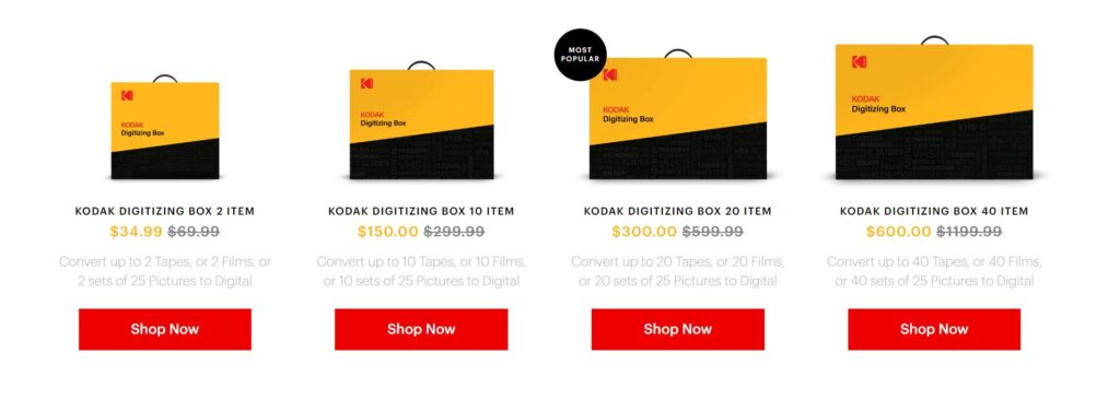 kodak box kit prices
