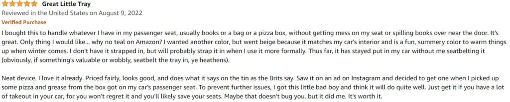stupid car tray customer feedback 2