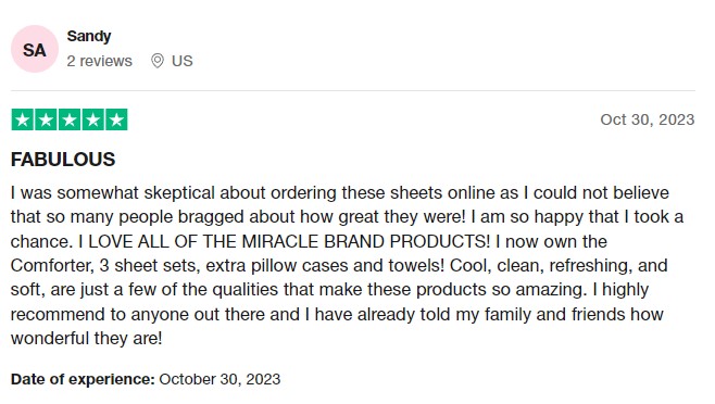 Miracle Sheets testimonials
