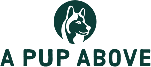 a pup above logo