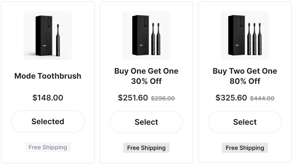 mode toothbrush pricing