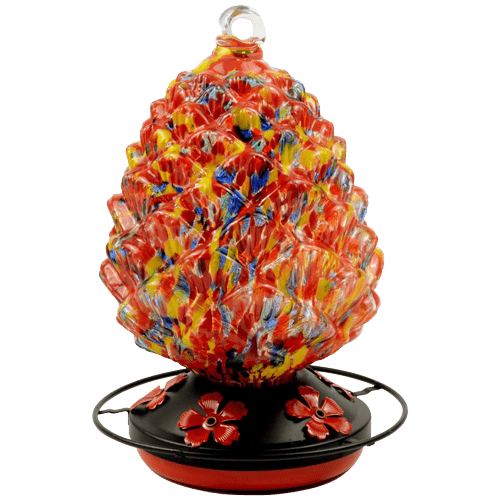 sherem blown glass hummingbird feeder