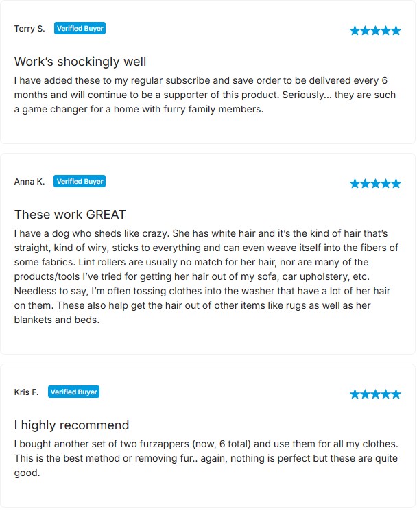Verified customer reviews of FurZapper
